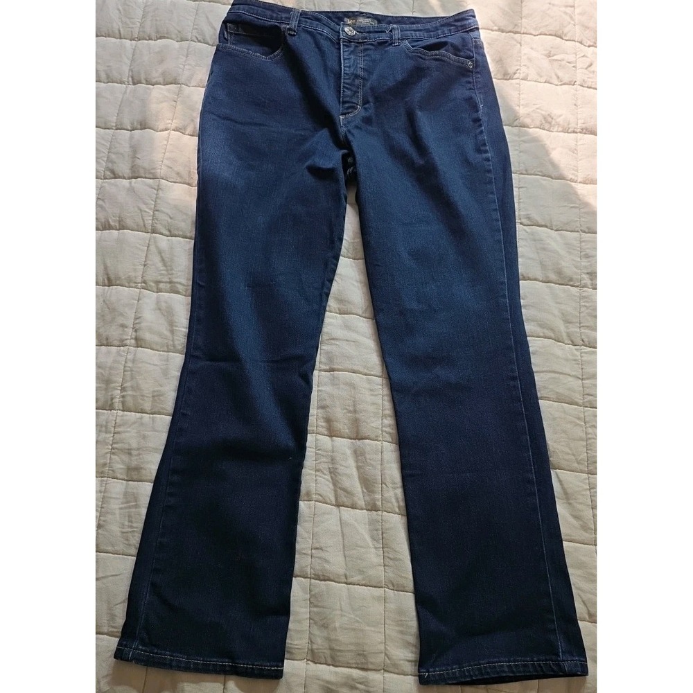 Lee Women's 14 Blue Instantly Slims Relaxed Fit Straight Leg High Rise Jeans - Picture 2 of 10
